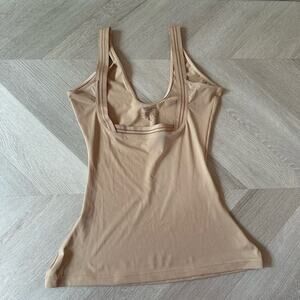 Love Your Assets Sara Blakely Spanx Open Bust Cami Tank Top Beige XL Shapewear